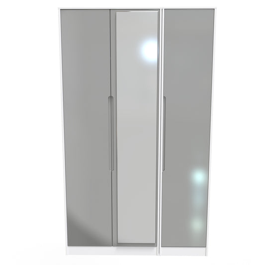 Monaco Tall Mirror Wardrobe Grey & White 1 Shelf 198cm