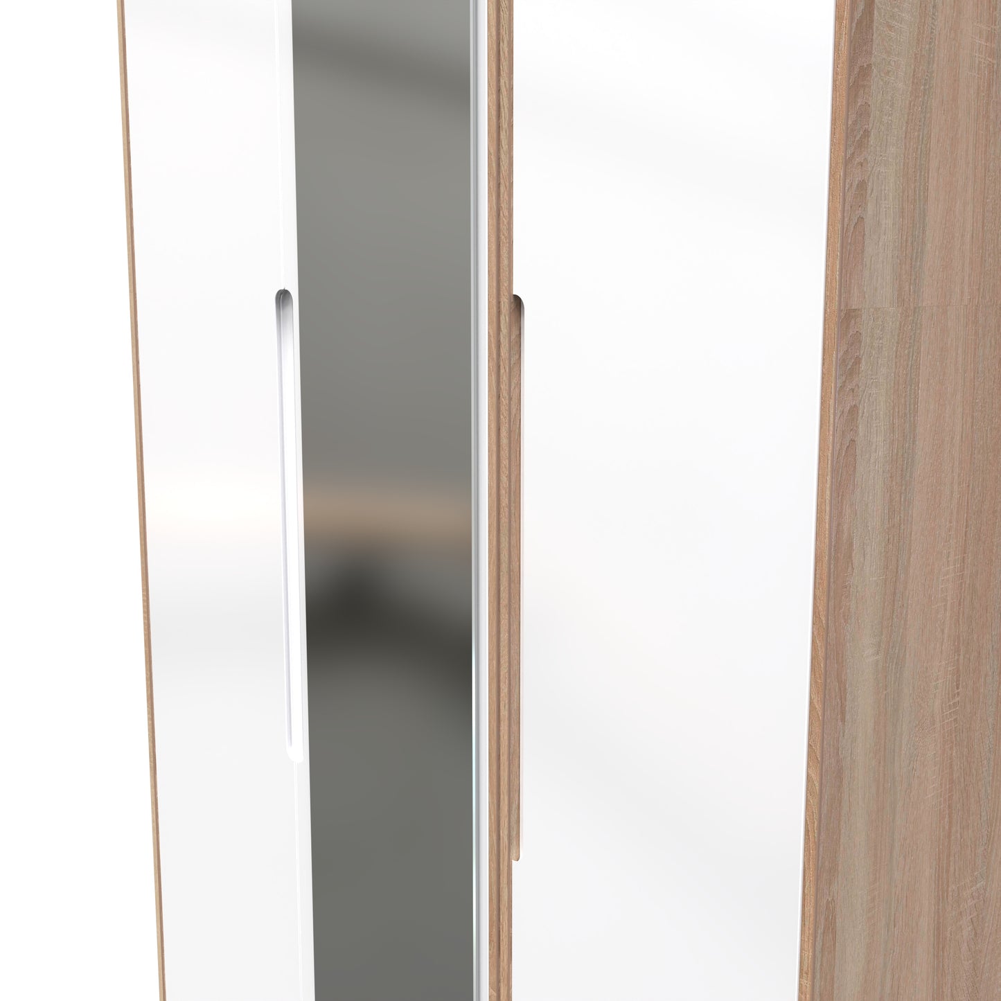 Monaco Tall Mirror Wardrobe White & Oak 1 Shelf 198cm