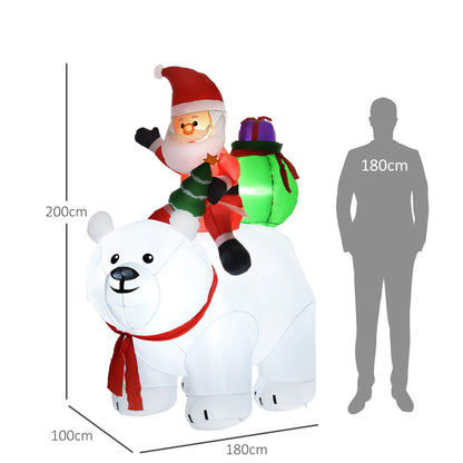 Santa On Polar Bear Inflatable Christmas Decoration - 200cm
