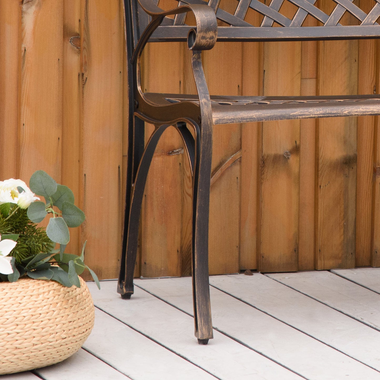 Outsunny Cast Aluminium Outdoor Garden Bench 2 Seater Antique Patio Loveseat