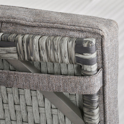 2 Seater Patio Rattan Wicker Chaise Lounge Sofa Set w/ Cushion for Patio Yard Porch