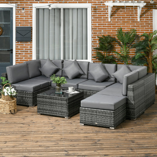 8-Pieces PE Rattan Corner Sofa Set