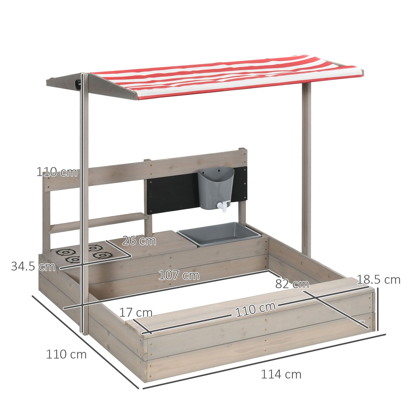 Kids Wooden Sandbox w/ Canopy