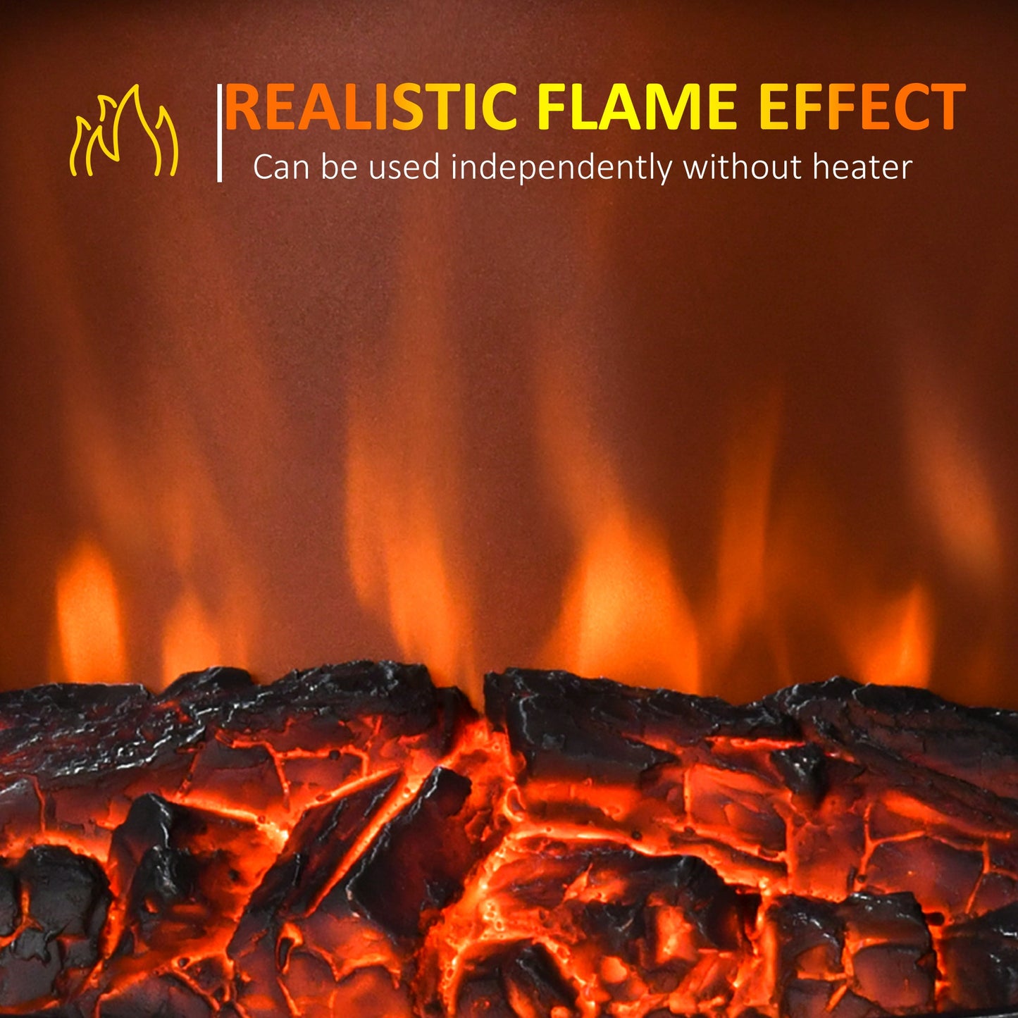 1850W Flame Effect Electric Free Standing Fireplace W/Fan and Log Burning Stove Heater-Black