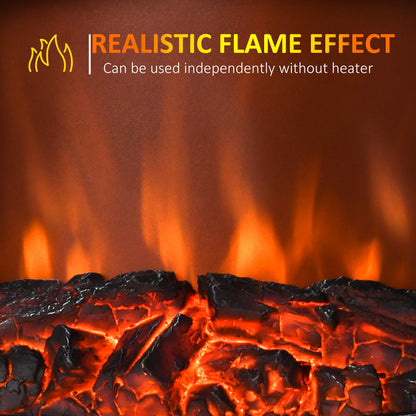 1850W Flame Effect Electric Free Standing Fireplace W/Fan and Log Burning Stove Heater-Black