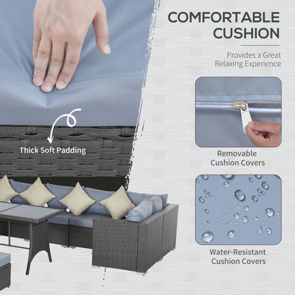 9 Seater Garden Rattan Furniture 10-Piece Rattan Corner Dining Sofa Set