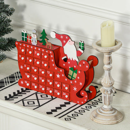 Christmas Sleigh Advent Calendar Red - 36cm