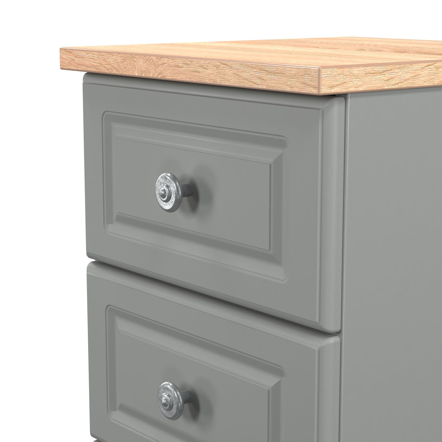 Norfolk Bedside Table Grey & Light Oak 3 Drawers 37cm