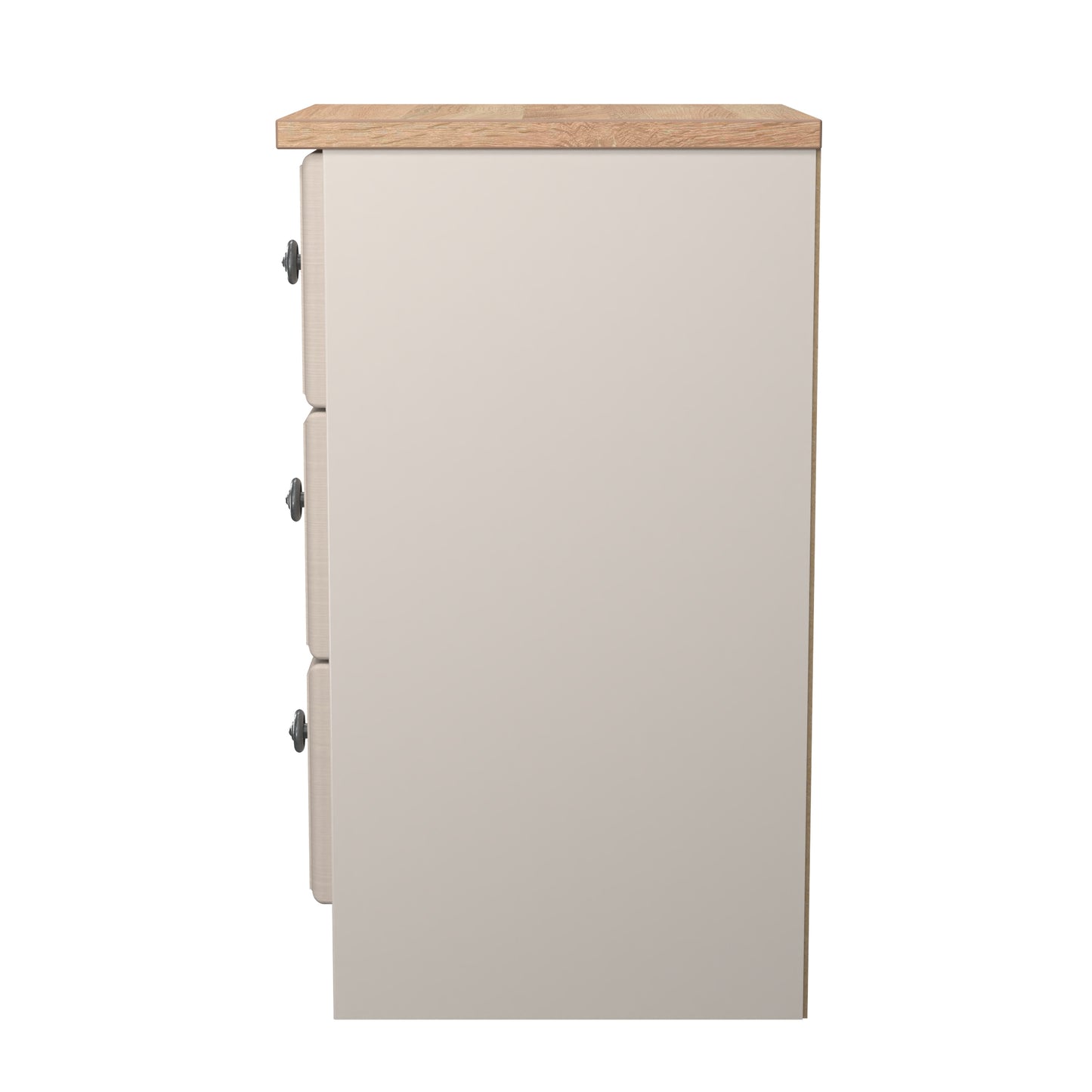 Norfolk Bedside Table Off-white & Light Oak 3 Drawers 37cm