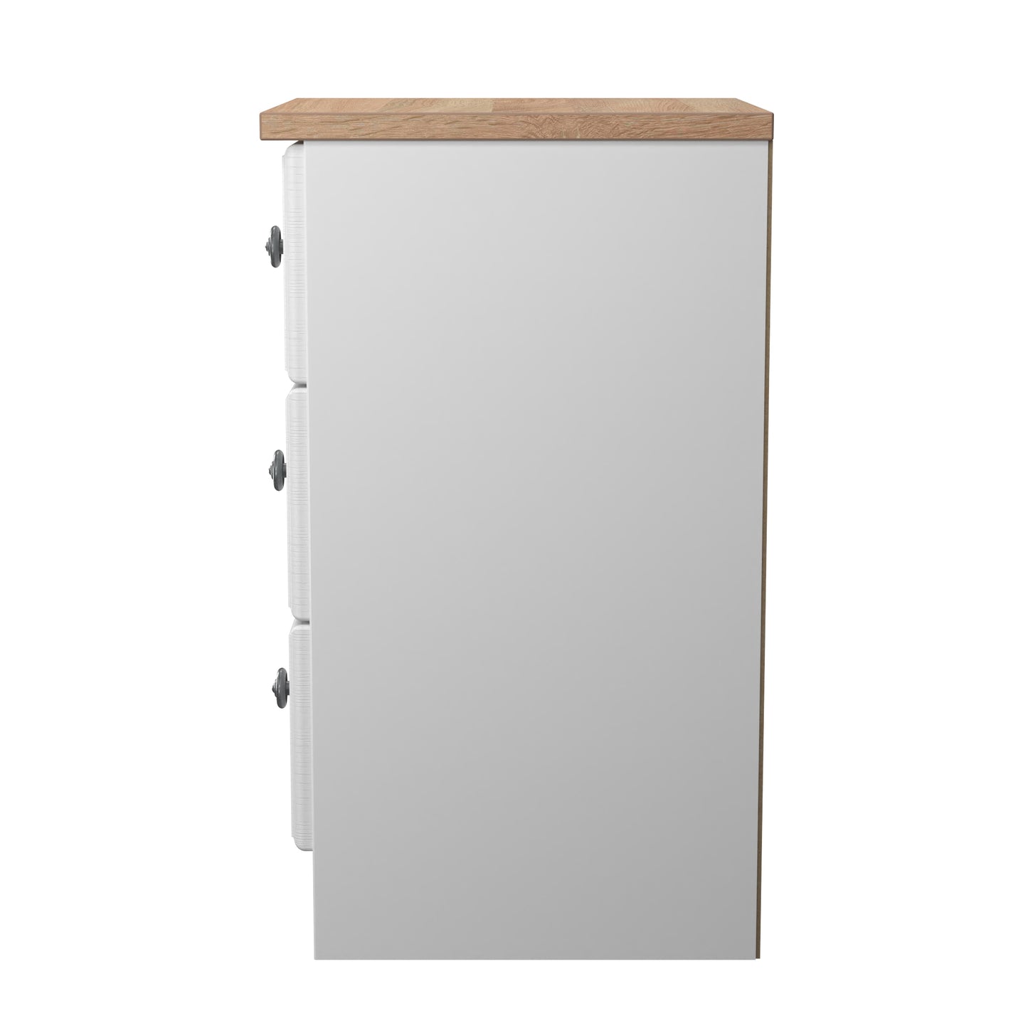 Norfolk Bedside Table White & Light Oak 3 Drawers 37cm