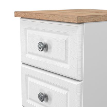 Norfolk Bedside Table White & Light Oak 3 Drawers 37cm