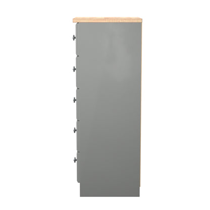 Norfolk Bedside Table Grey & Light Oak 5 Drawers 37cm