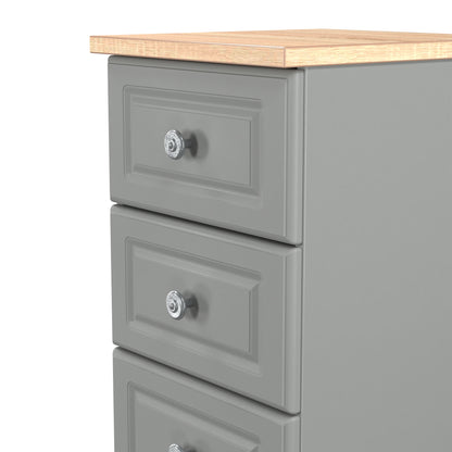 Norfolk Bedside Table Grey & Light Oak 5 Drawers 37cm