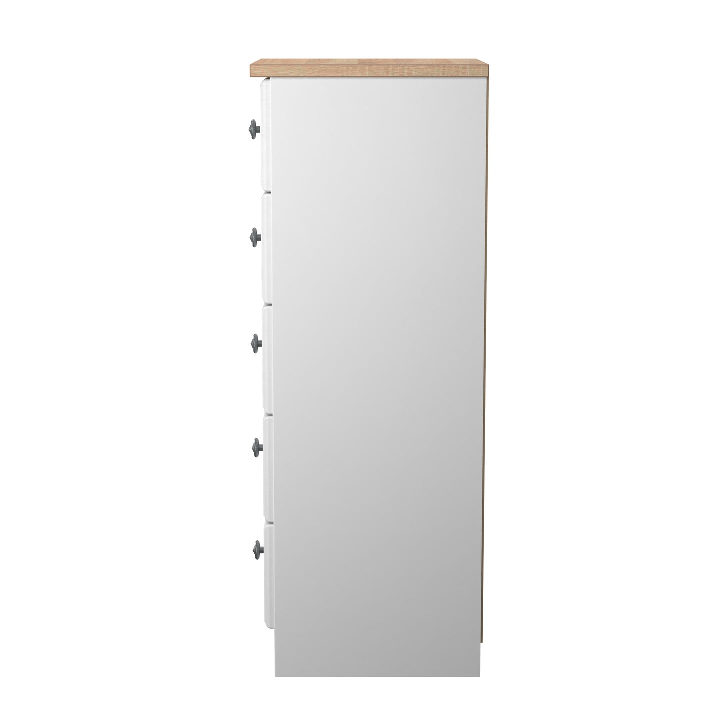 Norfolk Bedside Table White & Light Oak 5 Drawers 37cm