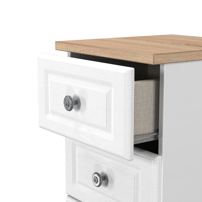 Norfolk Bedside Table White & Light Oak 5 Drawers 37cm