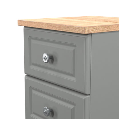 Norfolk Bedside Table Grey & Light Oak 2 Drawers 37cm