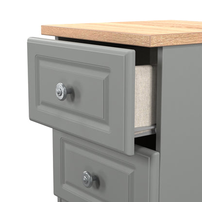 Norfolk Bedside Table Grey & Light Oak 2 Drawers 37cm