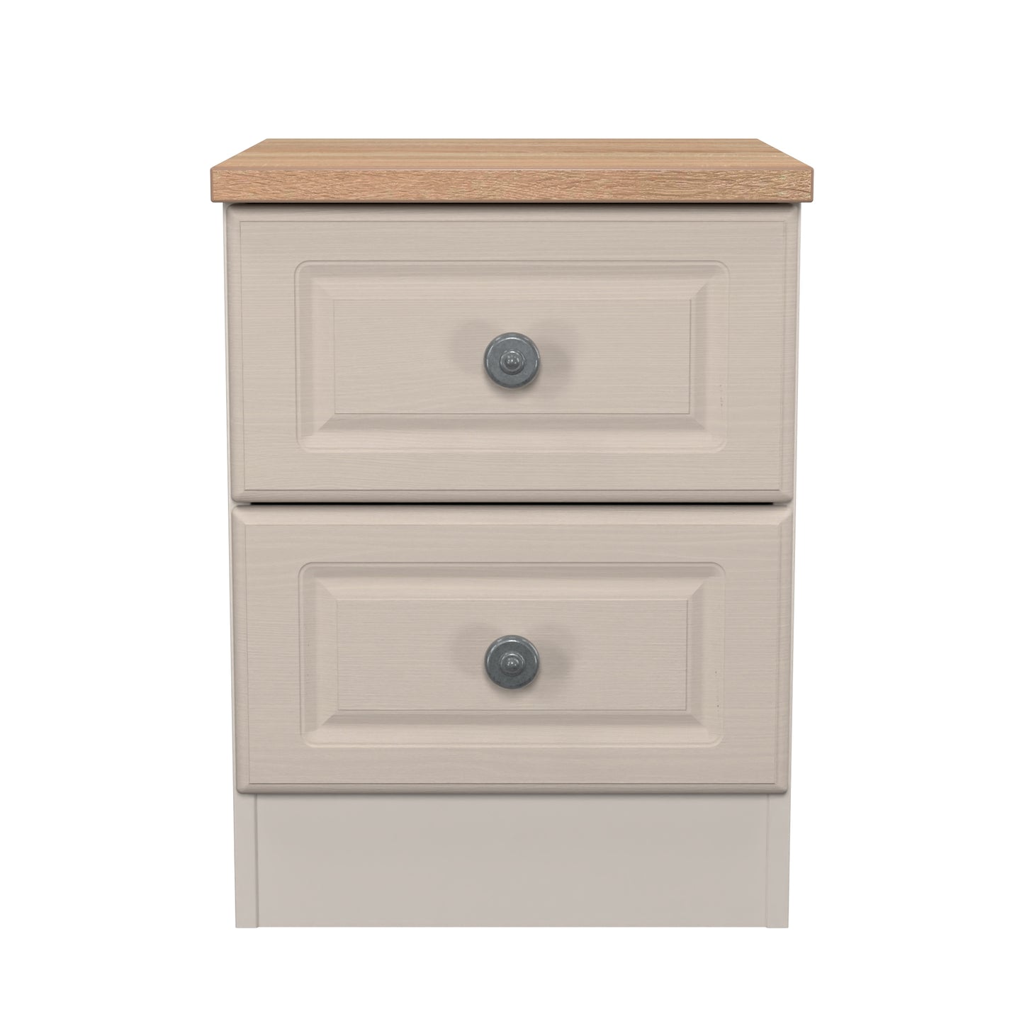 Norfolk Bedside Table Off-white & Light Oak 2 Drawers 37cm