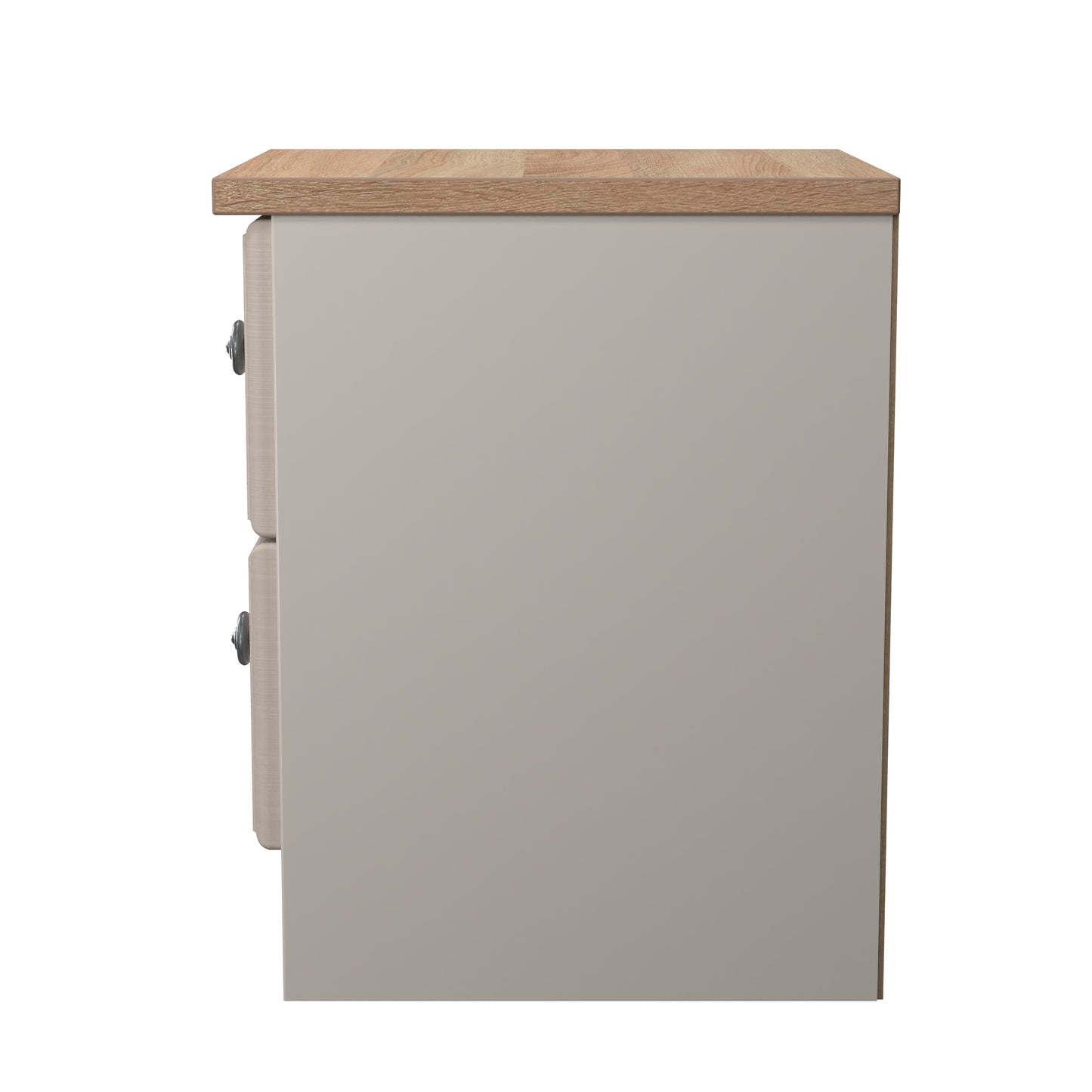 Norfolk Bedside Table Off-white & Light Oak 2 Drawers 37cm