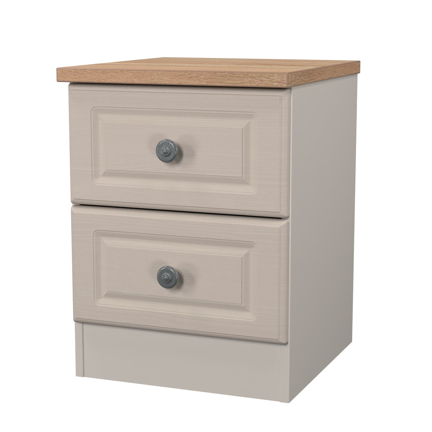 Norfolk Bedside Table Off-white & Light Oak 2 Drawers 37cm