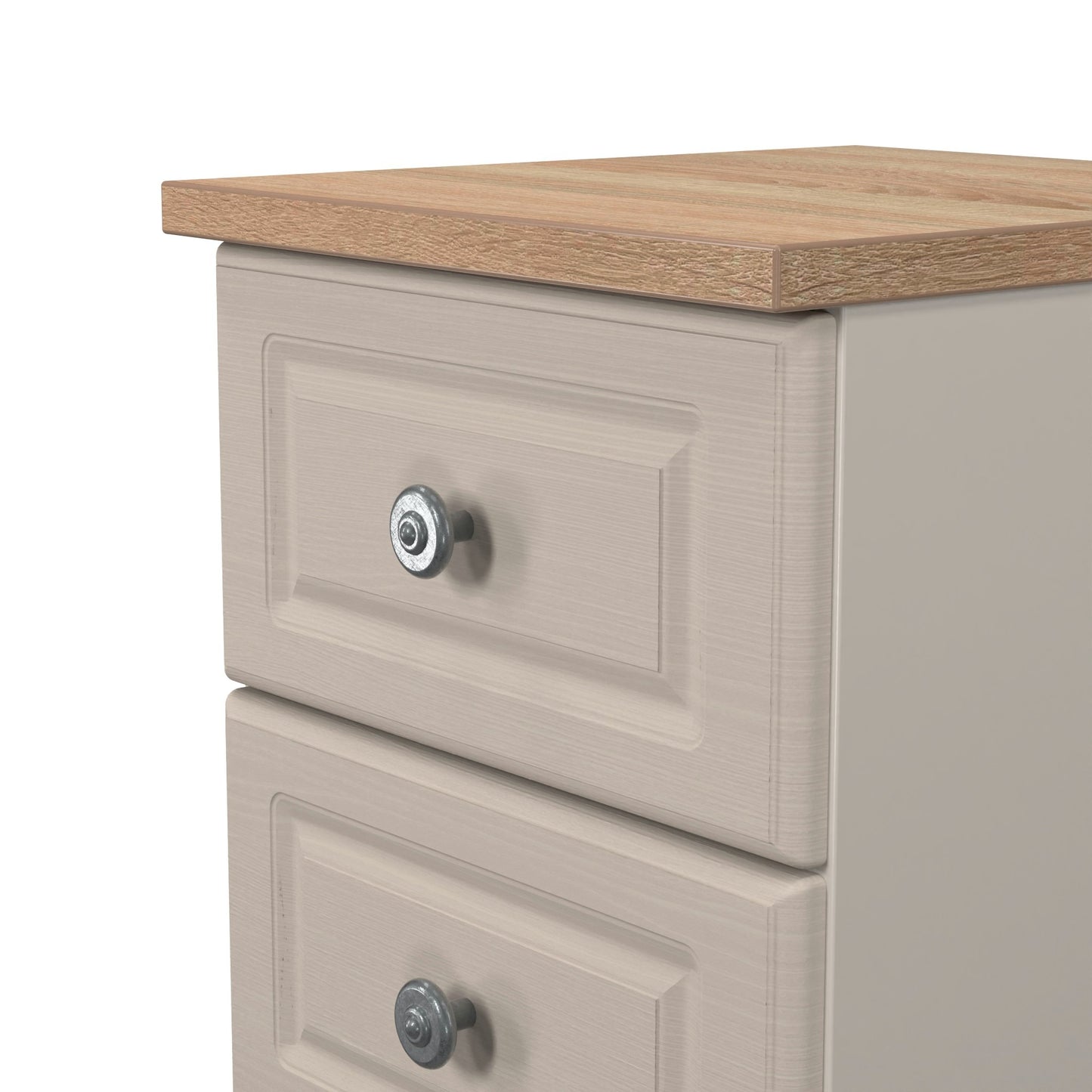 Norfolk Bedside Table Off-white & Light Oak 2 Drawers 37cm