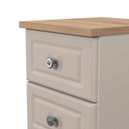 Norfolk Bedside Table Off-white & Light Oak 2 Drawers 37cm