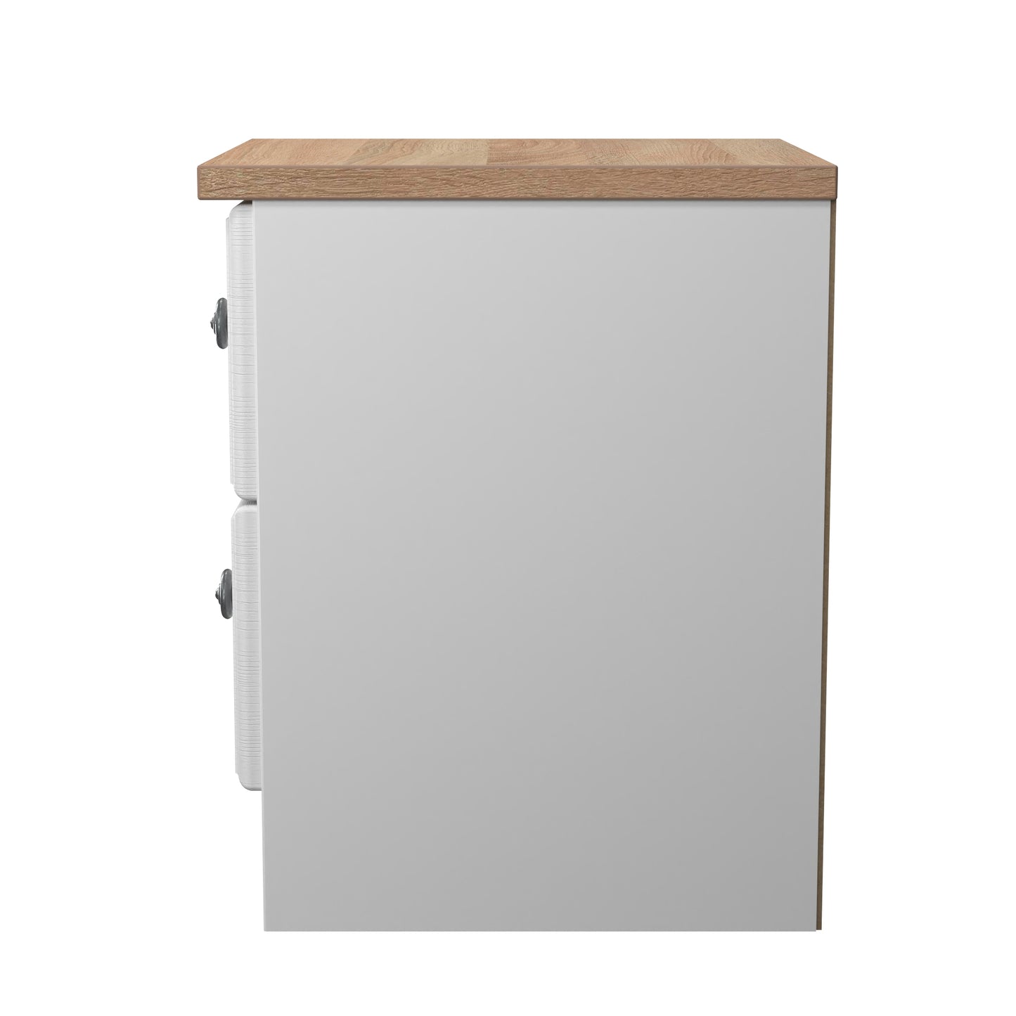Norfolk Bedside Table White & Light Oak 2 Drawers 37cm