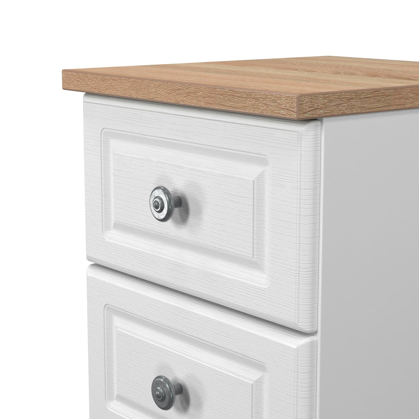 Norfolk Bedside Table White & Light Oak 2 Drawers 37cm