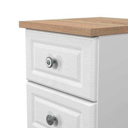 Norfolk Bedside Table White & Light Oak 2 Drawers 37cm