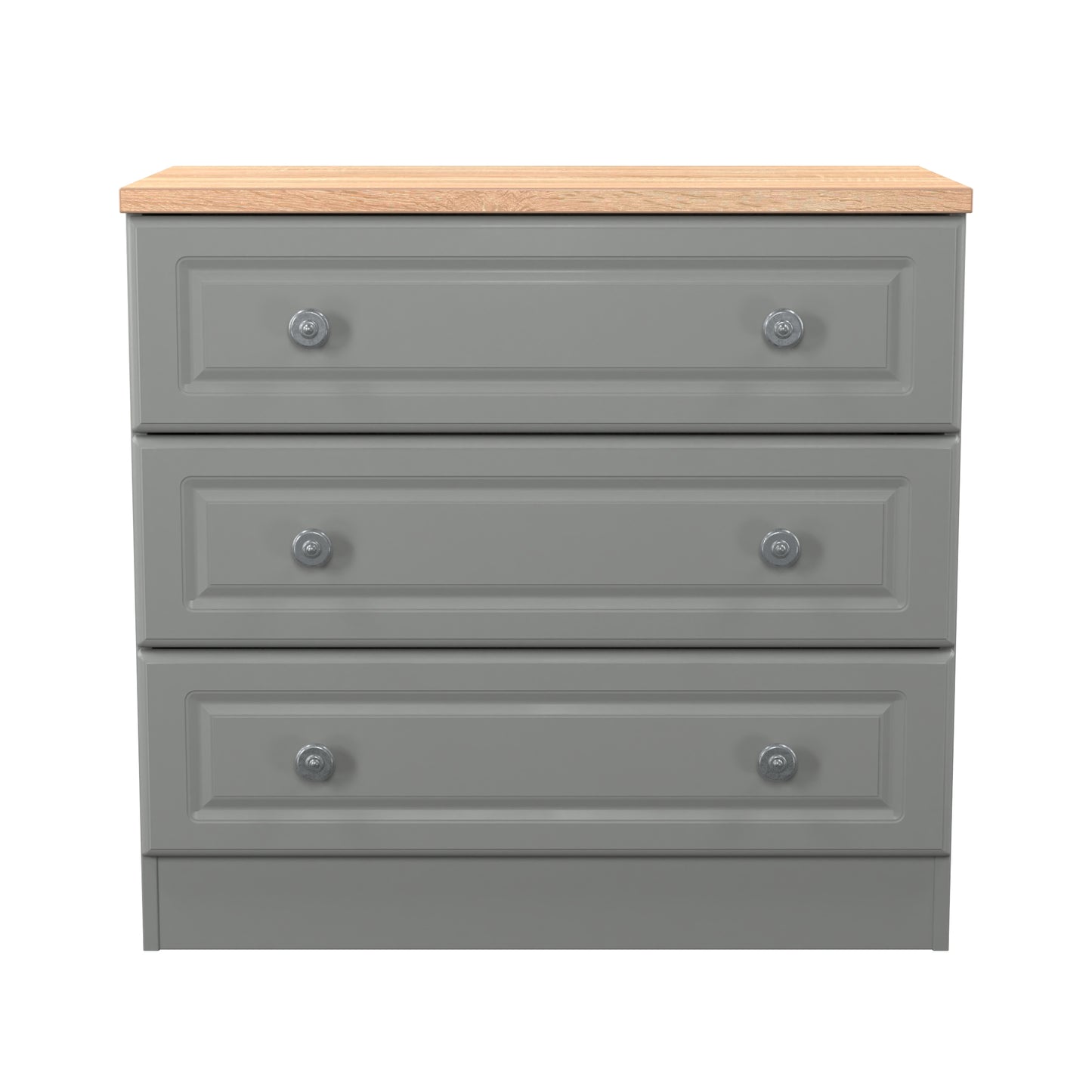 Norfolk Chest of Drawers Grey & Light Oak 3 Drawers 74cm
