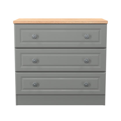 Norfolk Chest of Drawers Grey & Light Oak 3 Drawers 74cm