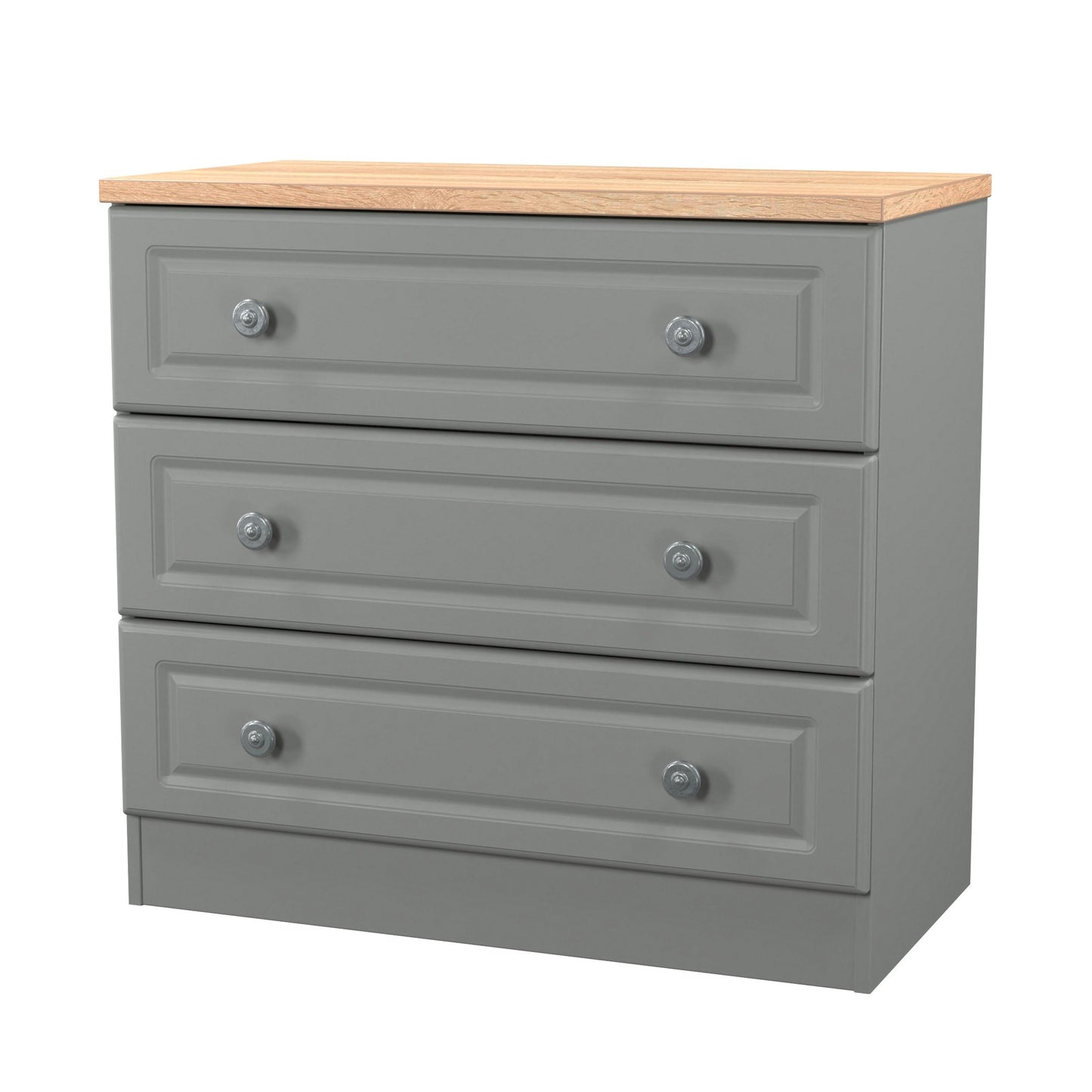 Norfolk Chest of Drawers Grey & Light Oak 3 Drawers 74cm