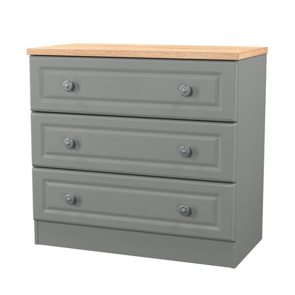 Norfolk Chest of Drawers Grey & Light Oak 3 Drawers 74cm