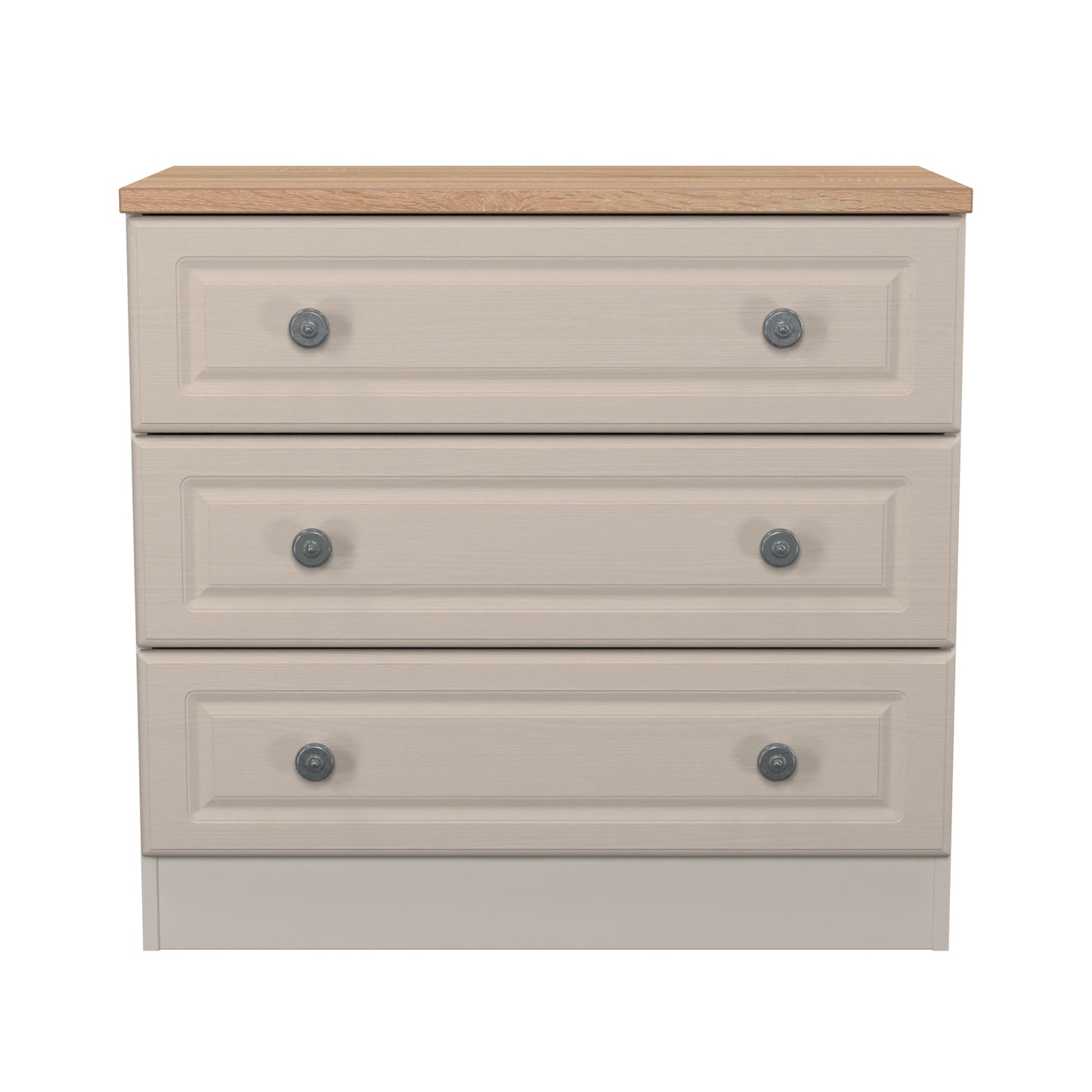 Norfolk Chest of Drawers Off-white & Light Oak 3 Drawers 74cm