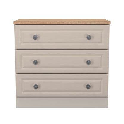 Norfolk Chest of Drawers Off-white & Light Oak 3 Drawers 74cm