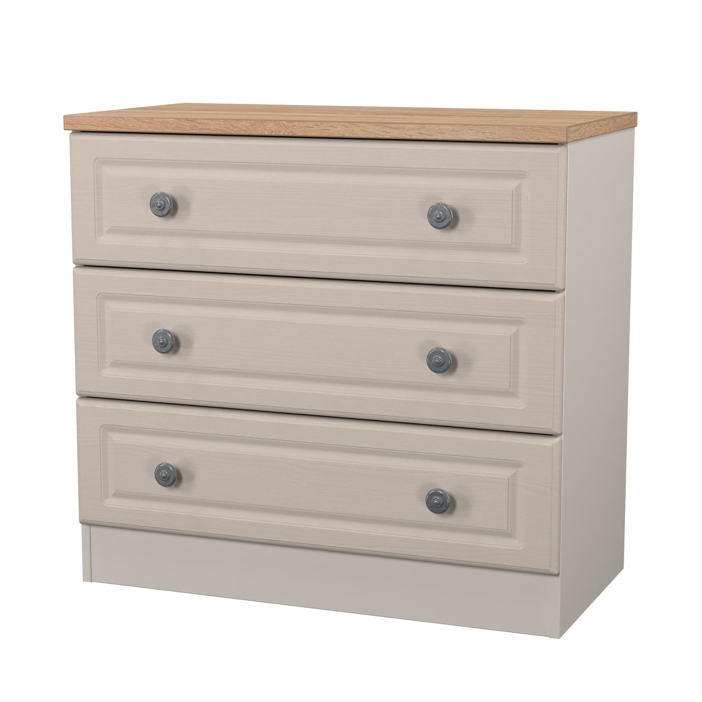 Norfolk Chest of Drawers Off-white & Light Oak 3 Drawers 74cm