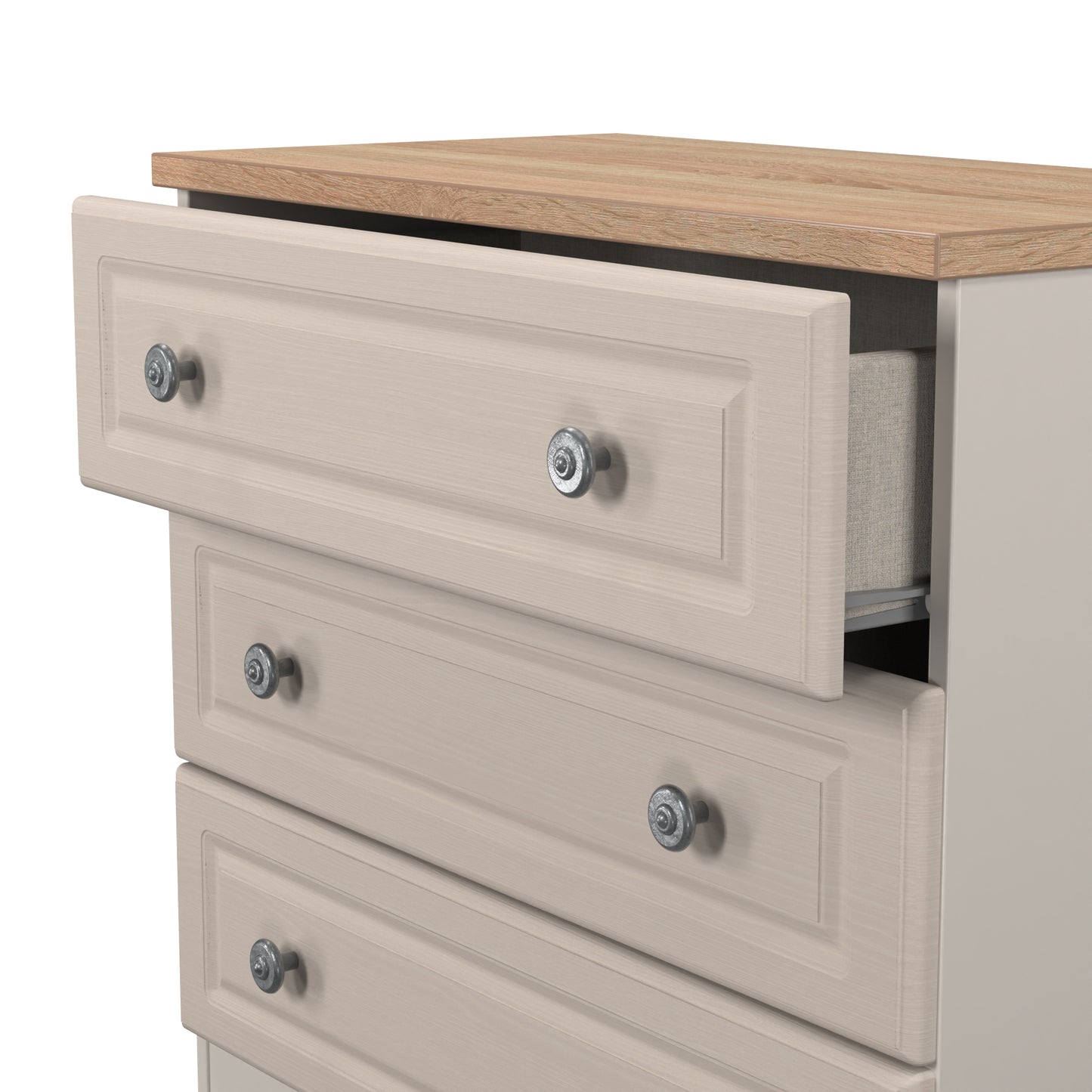 Norfolk Chest of Drawers Off-white & Light Oak 3 Drawers 74cm