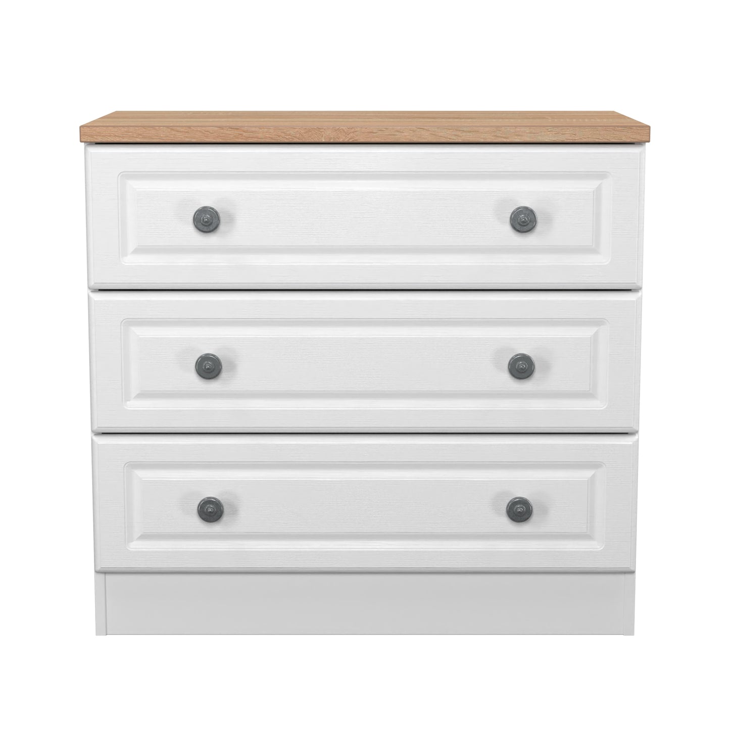 Norfolk Chest of Drawers White & Light Oak 3 Drawers 74cm