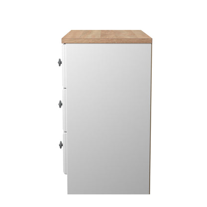 Norfolk Chest of Drawers White & Light Oak 3 Drawers 74cm