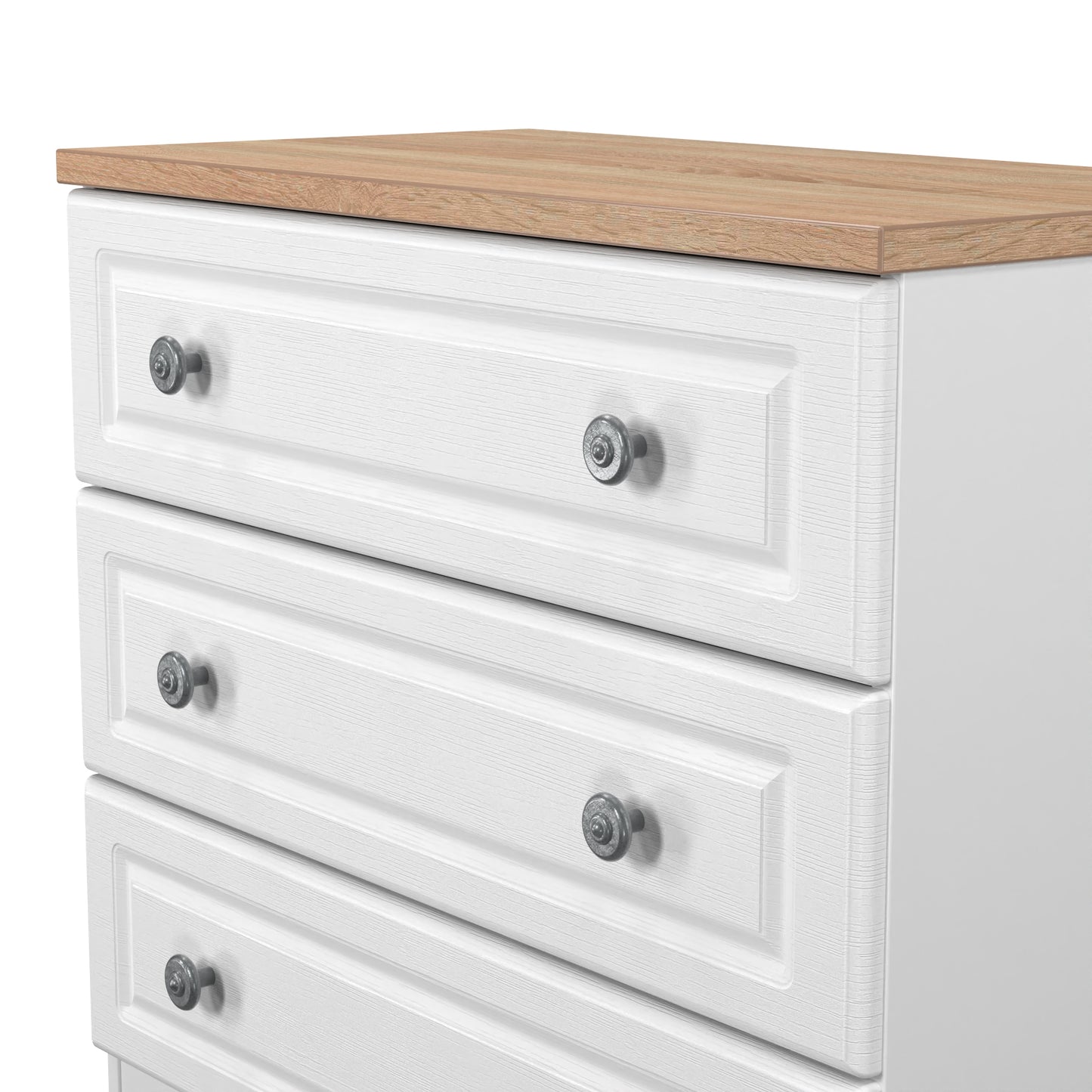 Norfolk Chest of Drawers White & Light Oak 3 Drawers 74cm