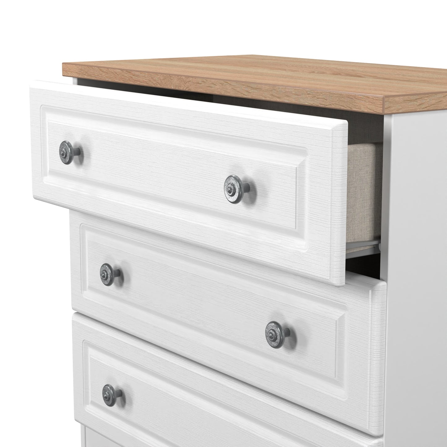 Norfolk Chest of Drawers White & Light Oak 3 Drawers 74cm