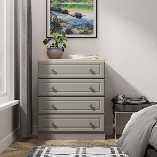 Norfolk Chest of Drawers Grey & Light Oak 4 Drawers 74cm