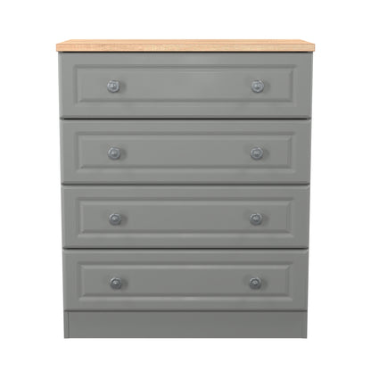 Norfolk Chest of Drawers Grey & Light Oak 4 Drawers 74cm