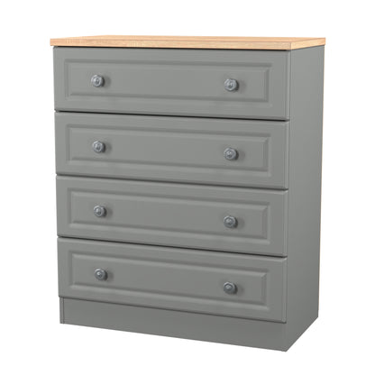 Norfolk Chest of Drawers Grey & Light Oak 4 Drawers 74cm