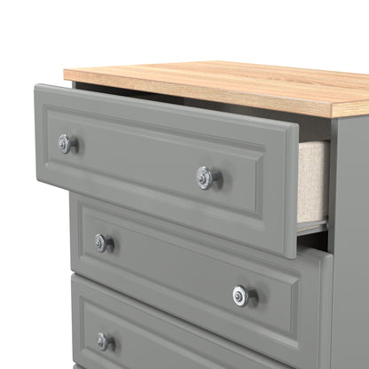 Norfolk Chest of Drawers Grey & Light Oak 4 Drawers 74cm