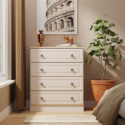 Norfolk Chest of Drawers Off-white & Light Oak 4 Drawers 74cm