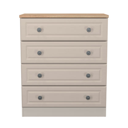 Norfolk Chest of Drawers Off-white & Light Oak 4 Drawers 74cm
