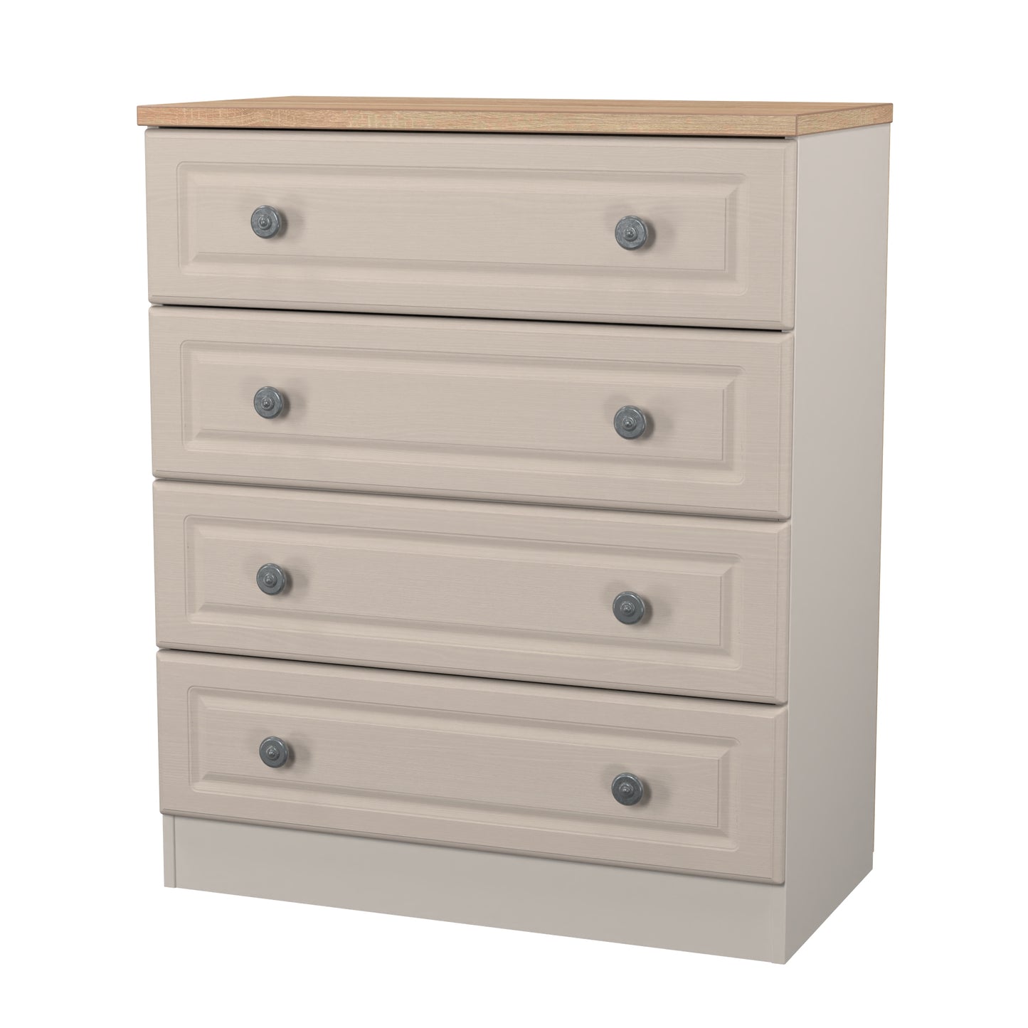 Norfolk Chest of Drawers Off-white & Light Oak 4 Drawers 74cm