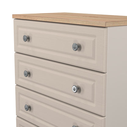 Norfolk Chest of Drawers Off-white & Light Oak 4 Drawers 74cm