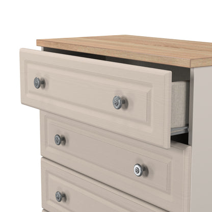 Norfolk Chest of Drawers Off-white & Light Oak 4 Drawers 74cm
